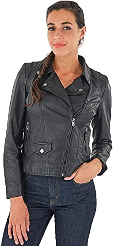Women's Genuine Leather Jacket - Winter Motorcycle Biker Jacket for Riding & Racing | Windproof & Warm Coat for Outdoor Adventures & Casual Wear