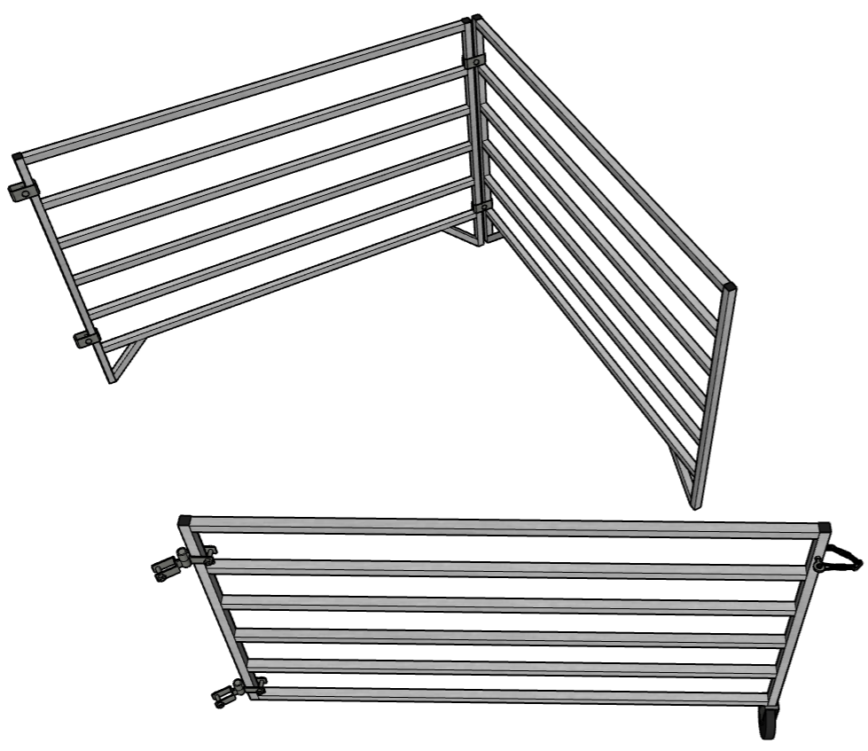 5 Ft x 5 Ft Aluminum 6-Rail Stall Kit with 2 Panels & 1 Gate - Heavy Duty Horse Stall Extension for Barns, Arenas & Pastures