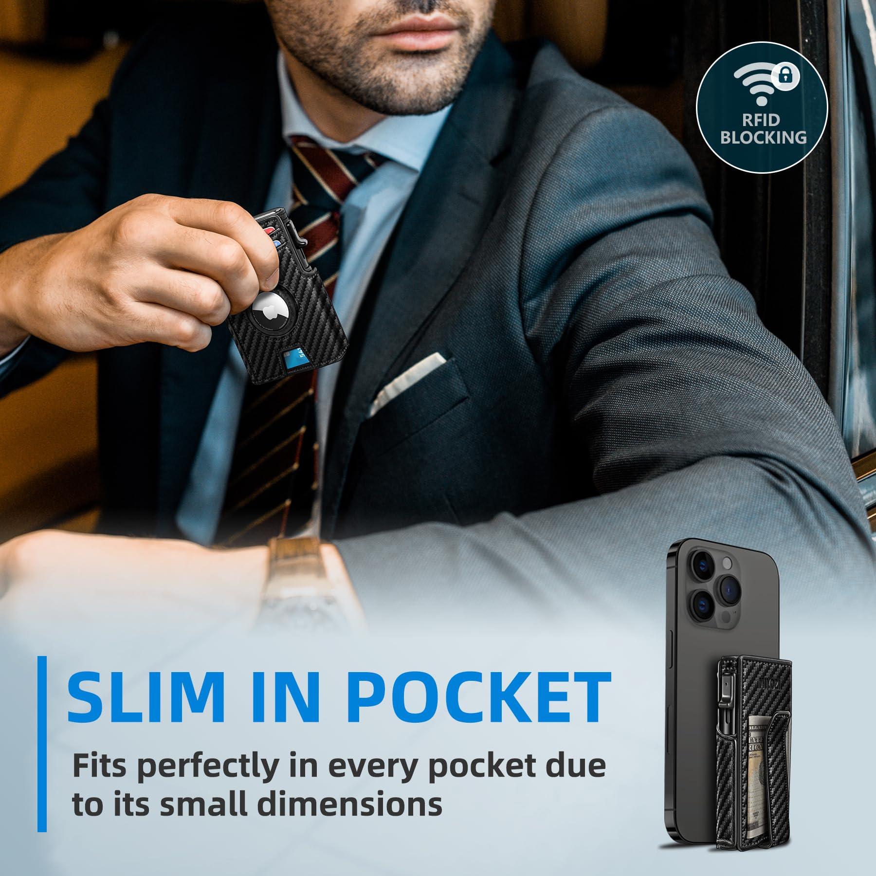 Premium RFID Blocking Metal Wallet for Men - Slim Smart Pop-Up Credit Card Holder with Money Clip, Holds 10 Cards, Magnetic Closure & Gift Box - Perfect for Travel, Business & Everyday Use