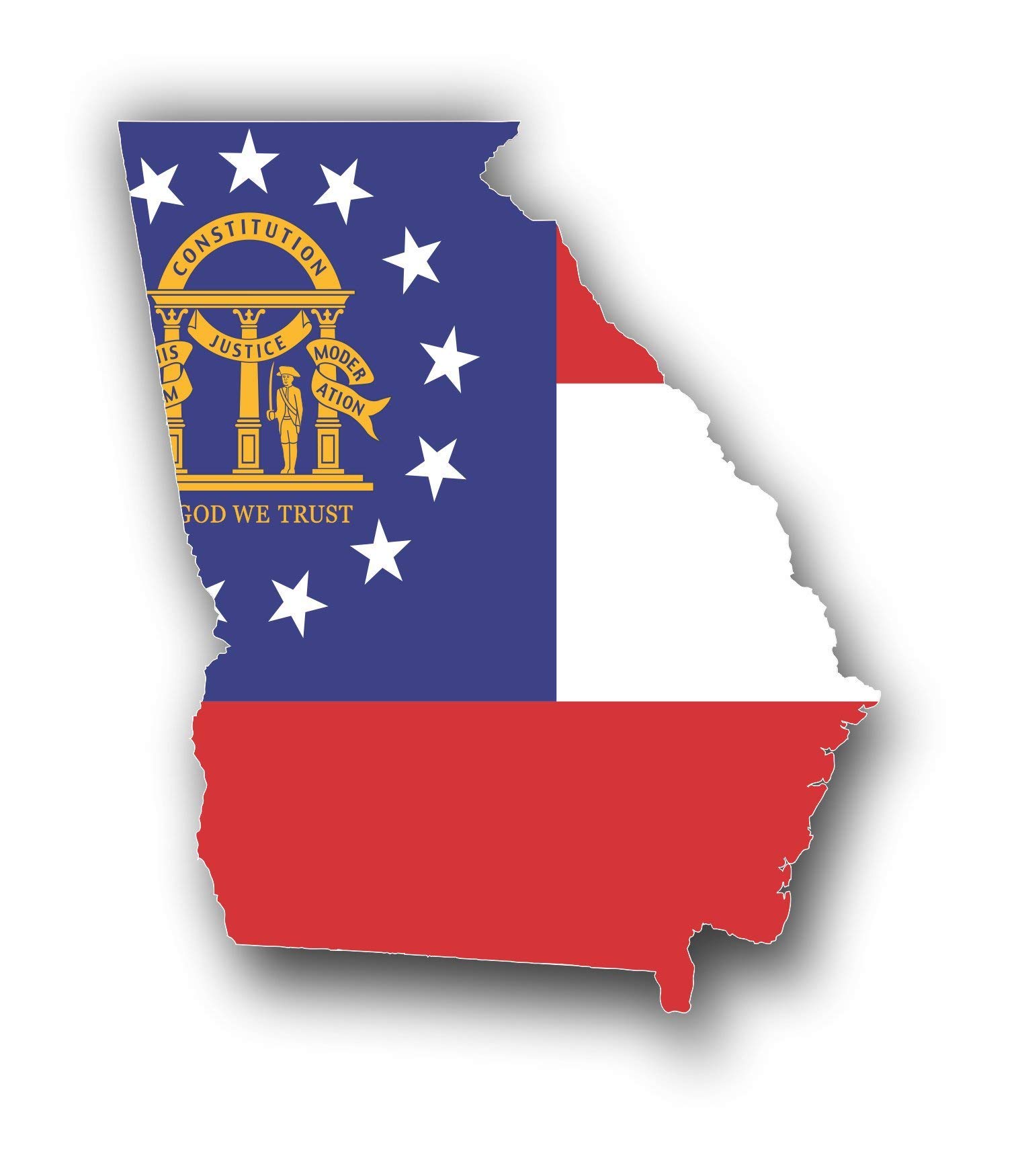 Georgia State Flag Car Decals - Waterproof Vinyl Stickers for Car Body, Bumper, Door & Window - 5