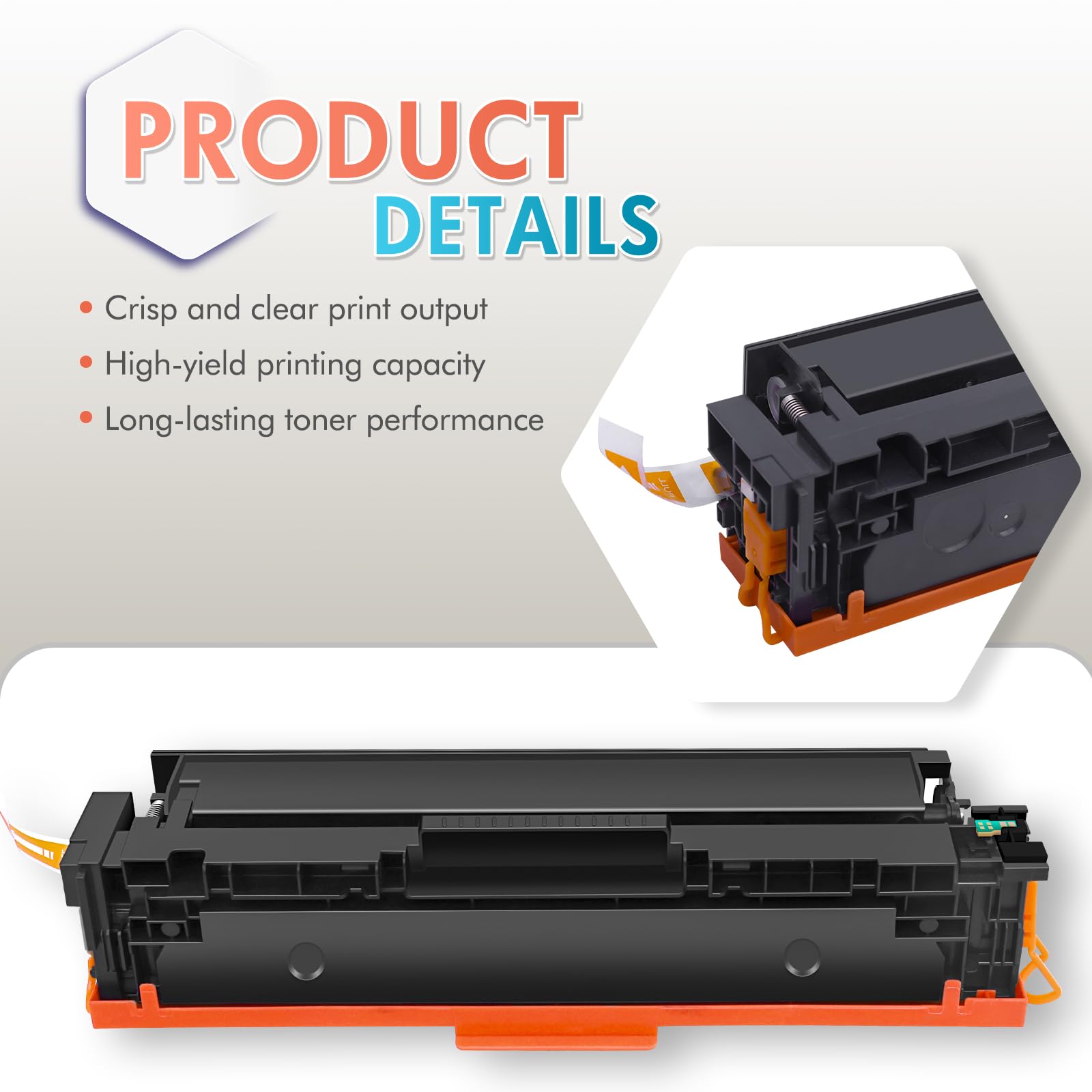 HP 410A Toner 4-Pack - Compatible Replacement for CF410A CF411A CF412A CF413A - Black, Cyan, Yellow, Magenta - Works with HP Color LaserJet Pro MFP M477fnw M477fdw M477fdn M452dn M452nw M477 M377 M452 Series - Perfect for Office Printing & High-Volume Documents