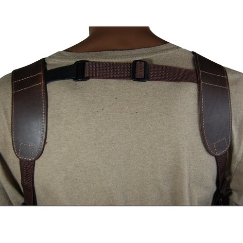 Barsony Brown Leather Vertical Shoulder Holster with Double Magazine Pouch for Compact 9mm, .40 & .45 Pistols - Perfect for Concealed Carry, Outdoor Activities & Security Professionals