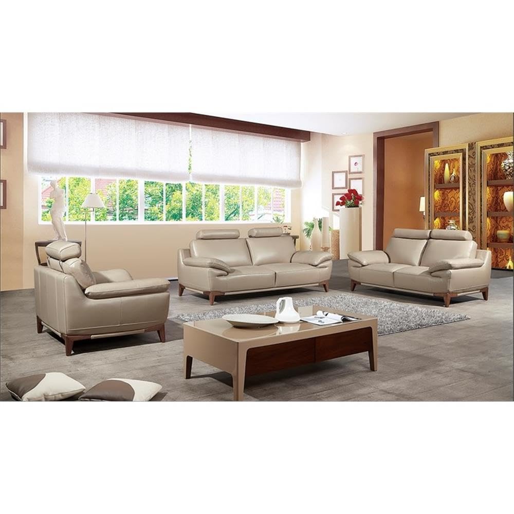Premium Italian Full Grain Leather Sofa EK028 by American Eagle Furniture - Tan Color for Living Room, Lounge & Office Comfort