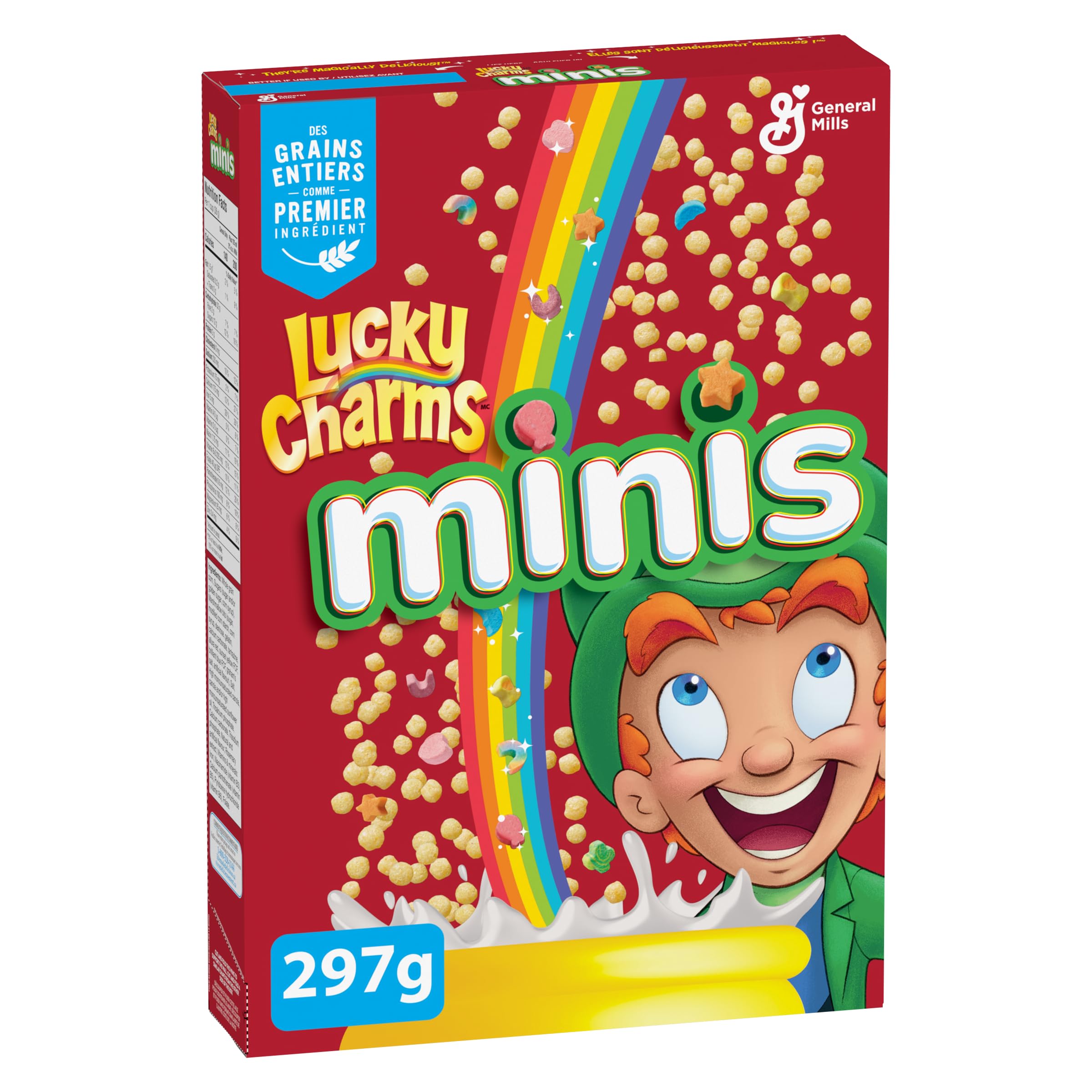 LUCKY CHARMS Minis Cereal with Marshmallows - 10.5oz (297g) Breakfast Cereal Box - Perfect for School Lunches, Office Snacks & Quick Breakfasts
