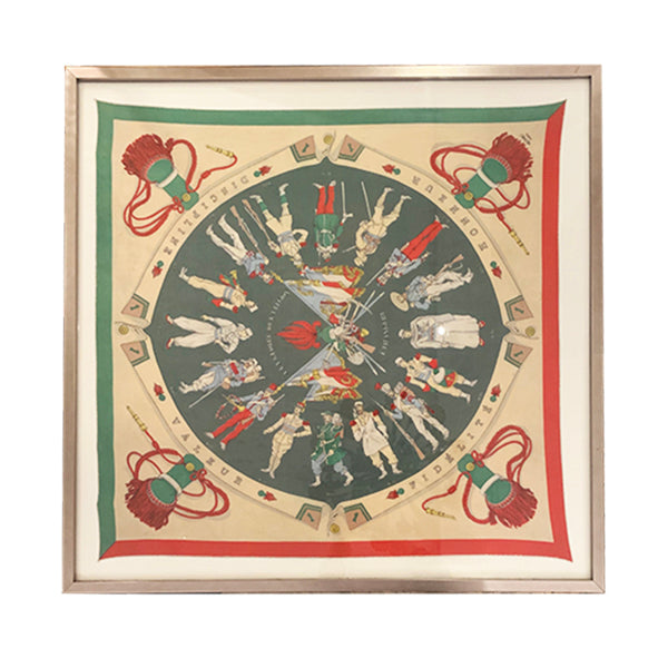 Luxury Framed Hermès Silk Scarf - Authentic Designer Scarf for Women - Elegant Home Décor & Fashion Accessory - Perfect for Gifts, Wall Art, and Stylish Outfits