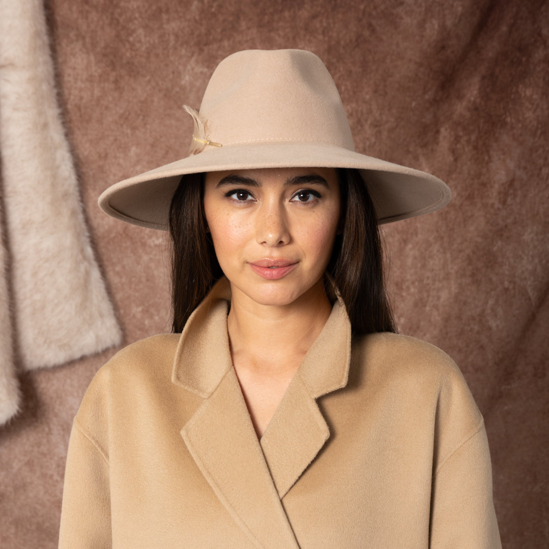 Stylish Emmanuelle Wool Felt Fedora Hat for Women - Classic Wide Brim Winter Fashion Accessory for Outdoor Activities, Travel & Special Occasions