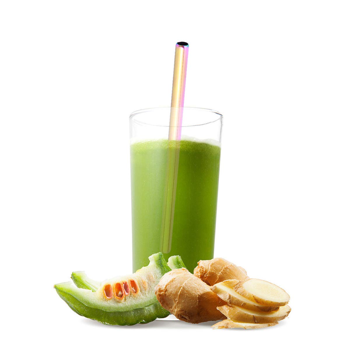 Cabilock 1 Pack Reusable Stainless Steel Drinking Straws - Straight Metal Straws for Smoothies, Iced Coffee & Cocktails - Eco-Friendly & Dishwasher Safe