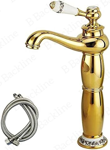 Gold Basin Mixer Tap - Hot & Cold Water Faucet for Bathroom & Livingroom Sink