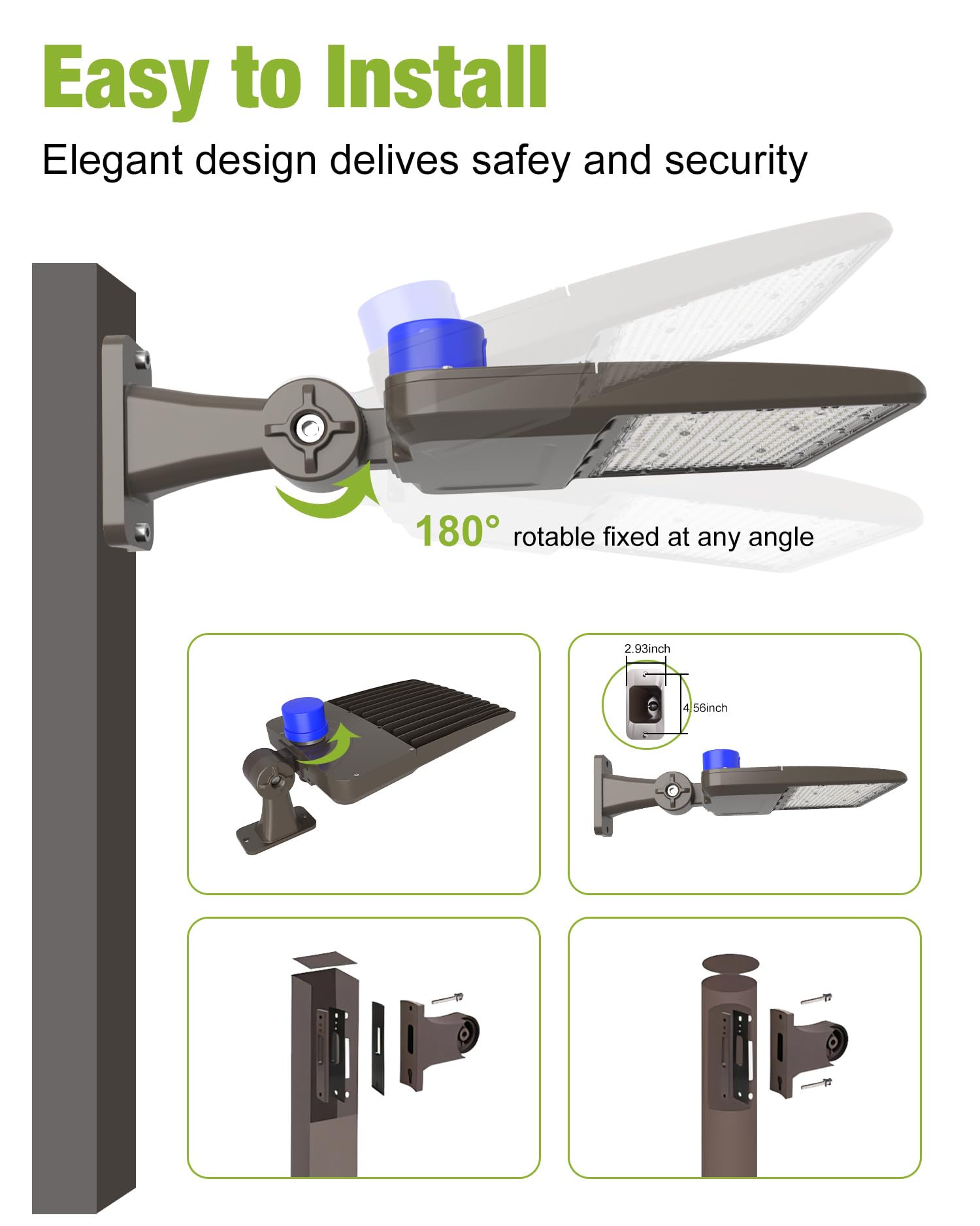 YXL LED Shoebox Light 21000LM 5000K Daylight - IP65 Waterproof Outdoor Area Light with Dusk to Dawn Photocell - Perfect for Parking Lots, Sports Stadiums, Warehouses & Building Exteriors