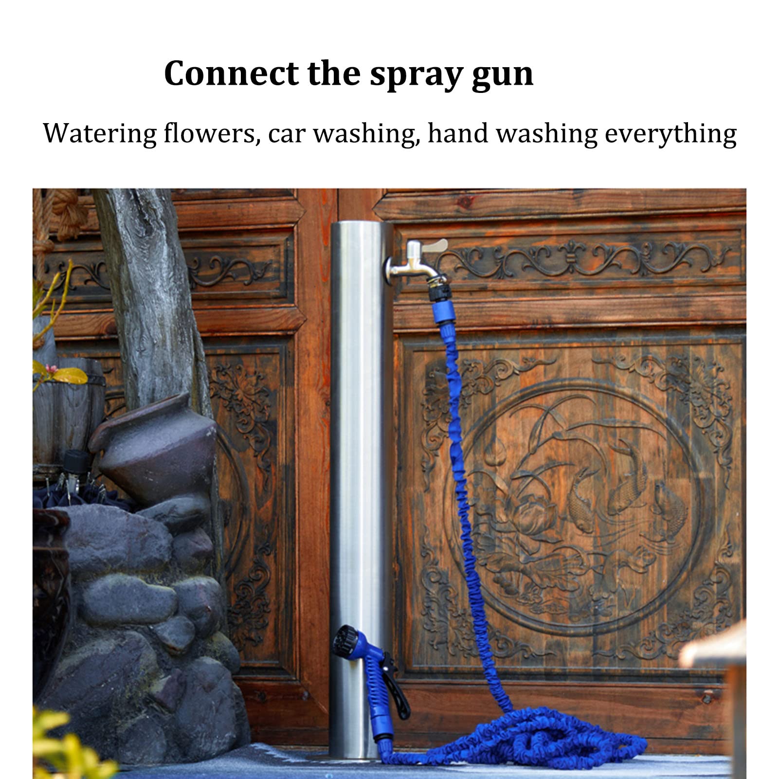 Stainless Steel Outdoor Freeze-Proof Garden Water Spigot - Heavy Duty Weatherproof Yard Faucet with Durable Metal Valve for Lawn Irrigation, Car Washing & Patio Use - Perfect for Gardens, Farms and Outdoor Cleaning