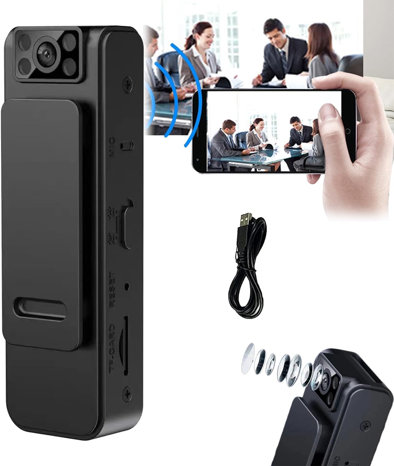 Figskey 2024 HD 1080p Body Camera with Noise Reduction & Night Vision - 180° Rotatable Lens Portable Video Recorder with Audio for Security, Law Enforcement, Outdoor Adventures and Evidence Collection