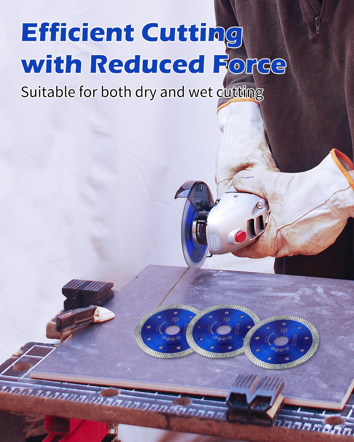 4.5 Inch Super Thin Diamond Tile Blade - 10 Pack Premium Diamond Cutting Blades for Angle Grinder - Perfect for Porcelain, Granite & Marble Tiles (Blue) - Ideal for DIY Home Renovation, Tile Installation & Professional Construction Projects