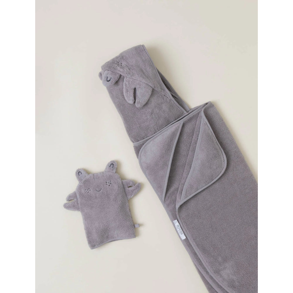 Barefoot Dreams Soft Toddler Hooded Towel and Washcloth Set - 2 Piece Baby Bath Set for Boys & Girls, Absorbent Hooded Bath Towel with Matching Washcloth for Newborn, Infant, Toddler - Perfect for Bath Time, Swimming, Beach & Pool