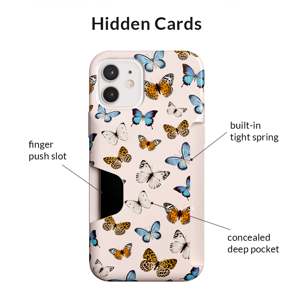 Butterfly Pattern iPhone Wallet Case with Card Holder - Slim Protective Cover for iPhone 12/13/Pro/Max - Perfect for Everyday Use, Travel & Shopping