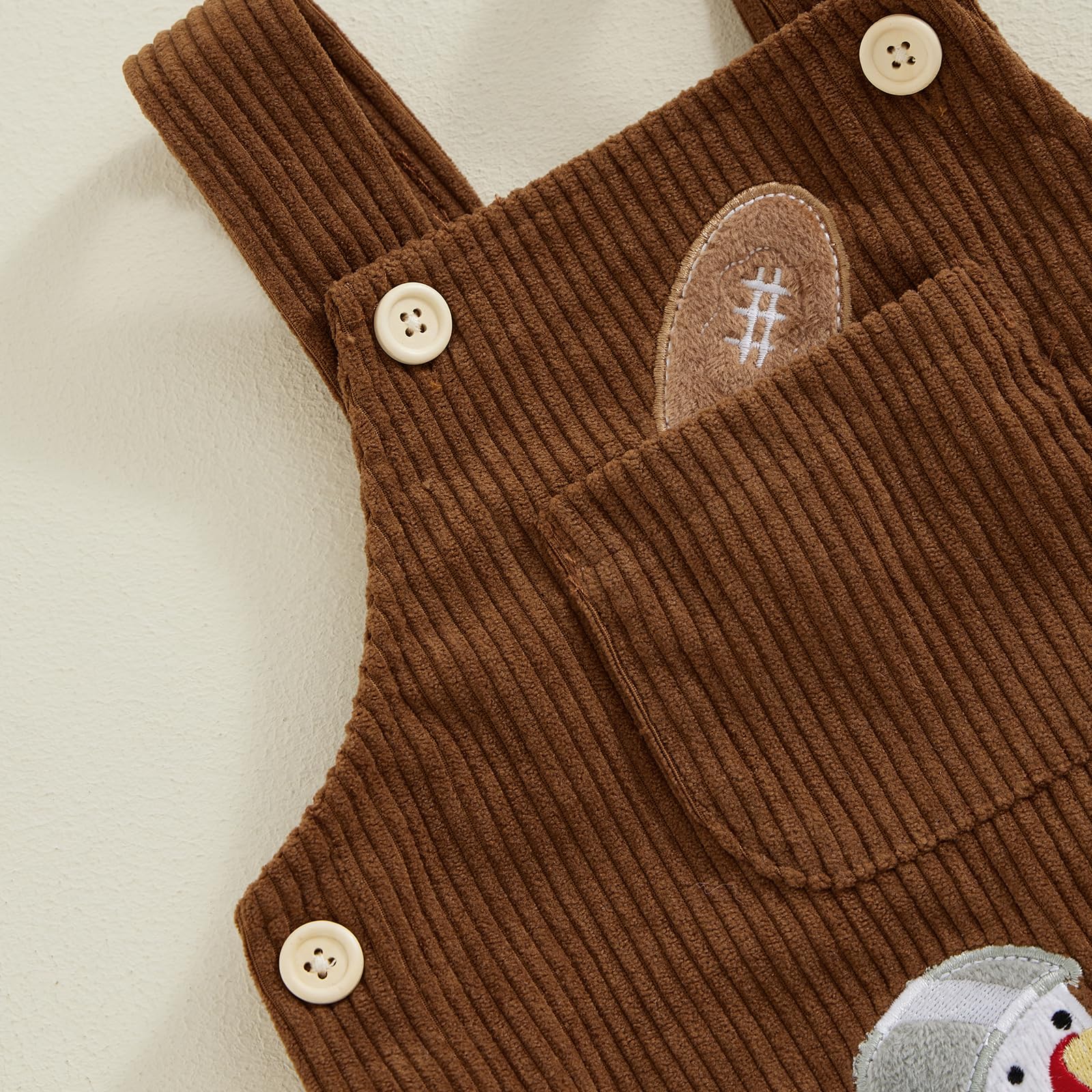 YOKJZJD Newborn Baby Thanksgiving Outfit - Turkey Print Corduroy Bib Overalls Jumpsuit for Boys & Girls | Fall & Holiday Season Baby Clothes for Family Gatherings & Photo Shoots