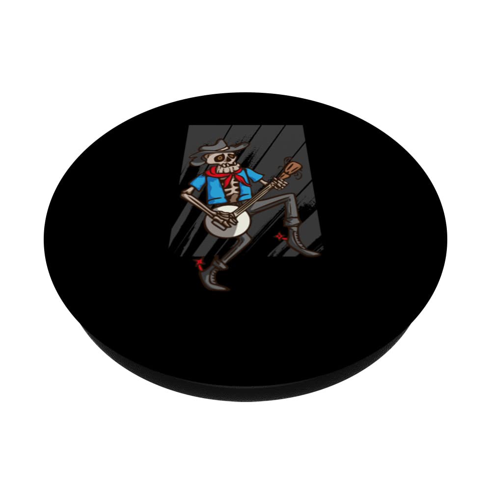 Banjo PopSockets Swappable PopGrip - Skeleton Playing Banjo Music Instrument Design - Perfect for Banjo Players & Music Lovers