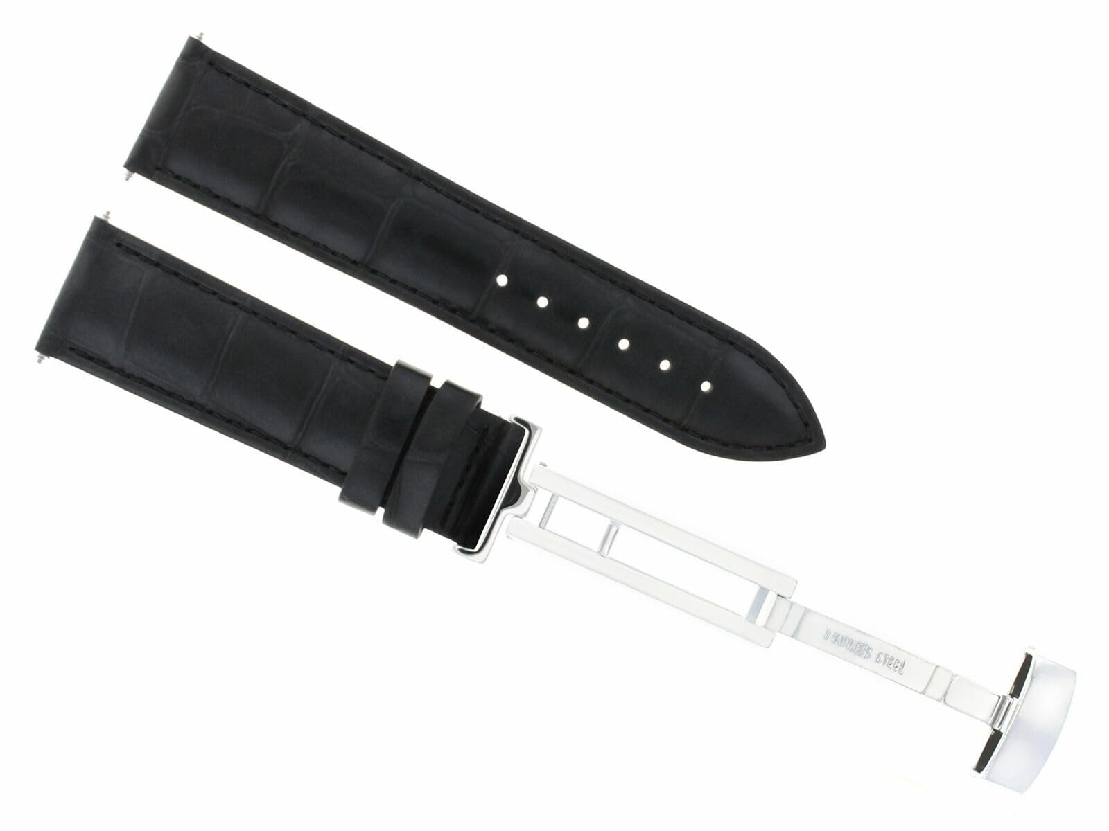 17mm Genuine Leather Watch Band Strap with Deployment Clasp - Compatible with Tag Heuer - Black Replacement Strap for Men & Women - Perfect for Business, Casual & Formal Occasions