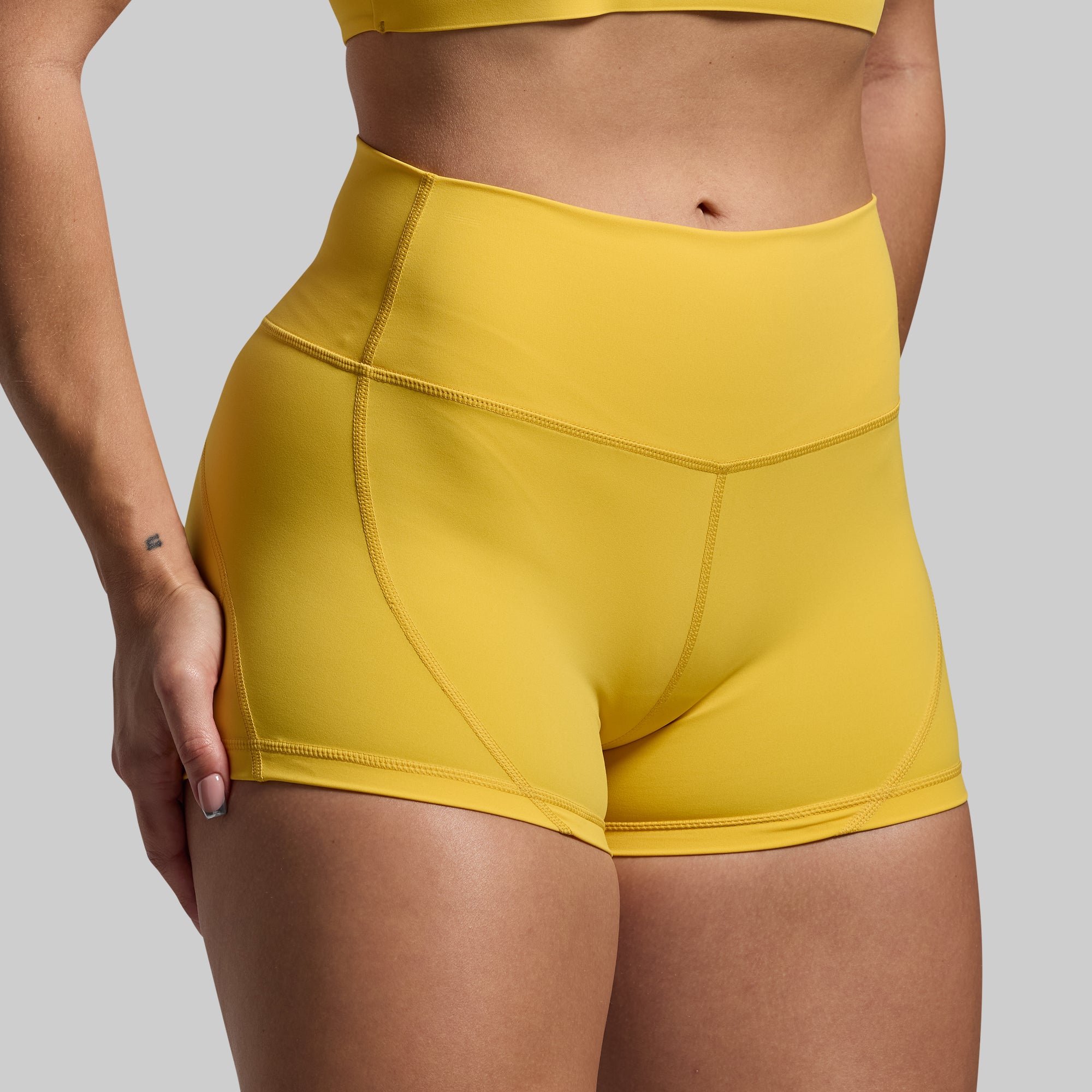 Sexy High Waist Booty Shorts Set in Gold - Perfect for Gym, Yoga, and Summer Outfits