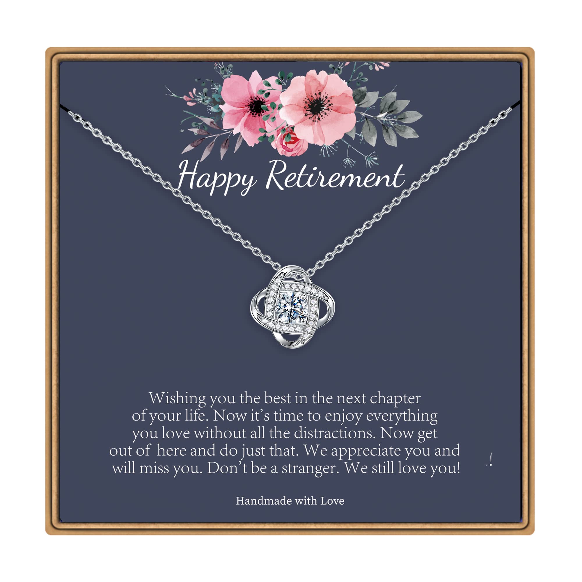 14K White Gold Plated Cubic Zirconia Love Knot Necklace - Elegant Retirement Gift for Women, Nurses, Teachers & Coworkers | Perfect Farewell Present for 2025 | Ideal for Special Occasions & Professional Milestones