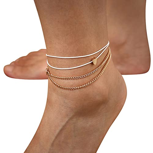 Retro Heart Women's Anklet - Bohemian Multi-Layer Statement Ankle Bracelet Jewelry for Parties & Festivals (Gold, One Size) | Perfect for Beach Vacations, Music Festivals and Summer Outfits