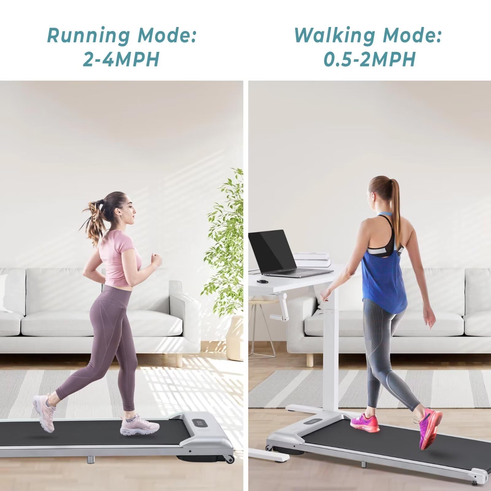 Under Desk Treadmill with Bluetooth Speaker - 3-in-1 Portable Walking Pad, No Installation Required, 300 lbs Weight Capacity for Home & Office Use - Perfect for Workouts, Walking While Working, or Home Gym Fitness