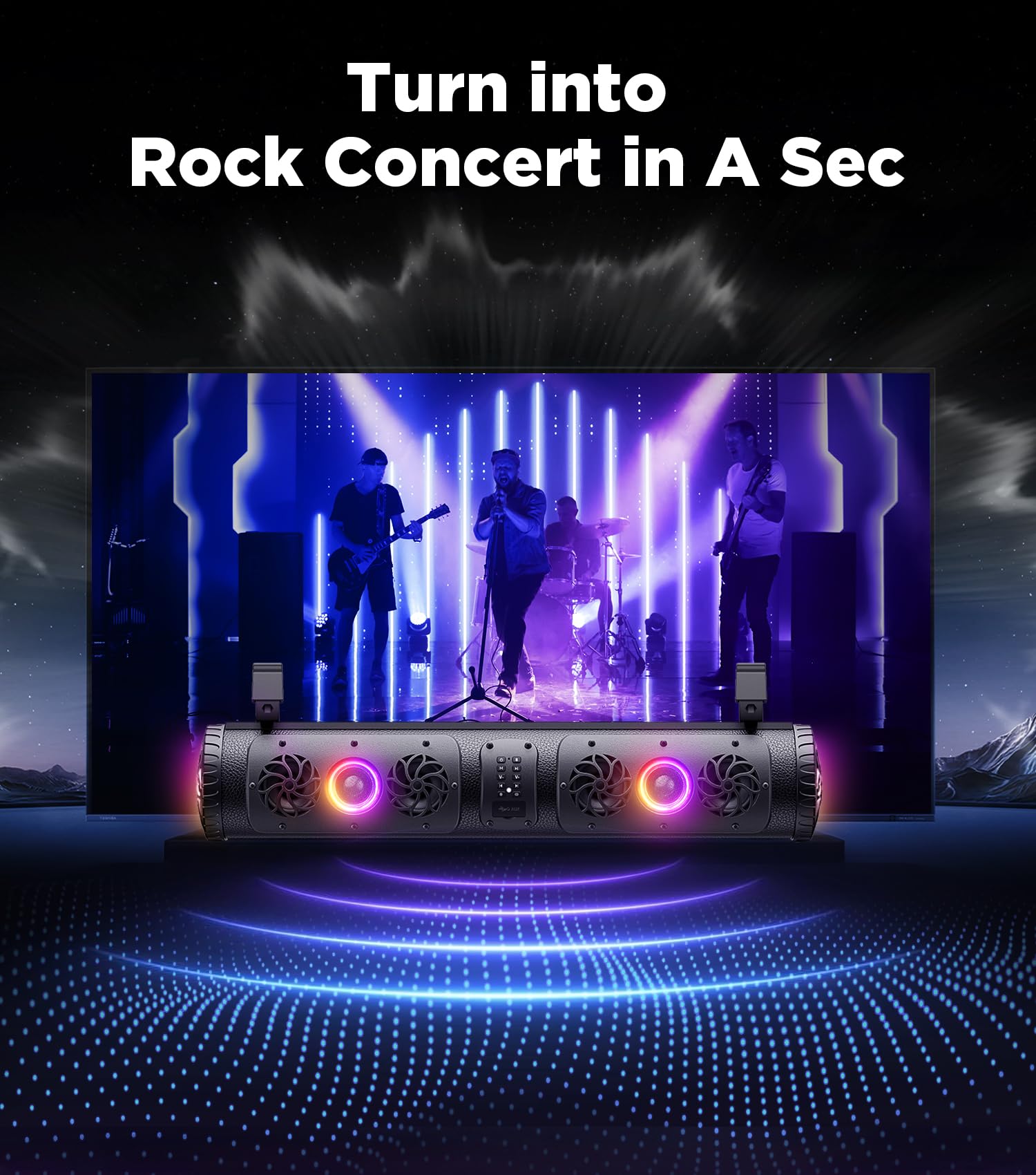 27 Inch UTV Sound Bar with Bluetooth - Waterproof ATV Stereo System with Multicolor LED Lights | Compatible with Polaris RZR, Can-Am SXS & Marine Boats | Perfect for Off-Road Adventures, Golf Carts & Outdoor Parties