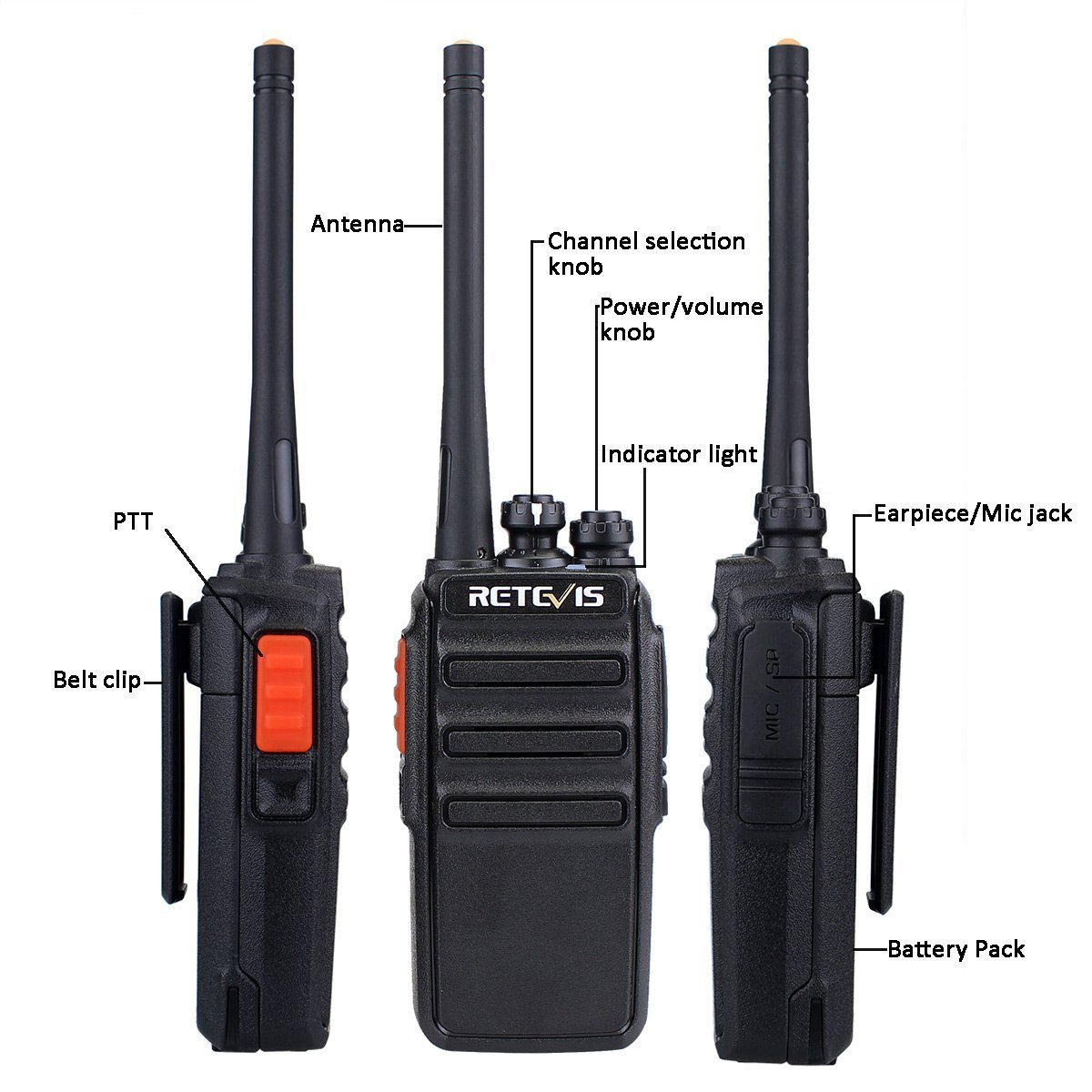 Retevis RT24 2-Way Radio Walkie Talkies - Long Range PMR446 with Loud Audio, 16 Channels & 10-Hour Battery Life - Rechargeable with USB Charging Base & 6 Earpieces (6 Pack) - Ideal for School, Retail Store, Construction & Outdoor Activities