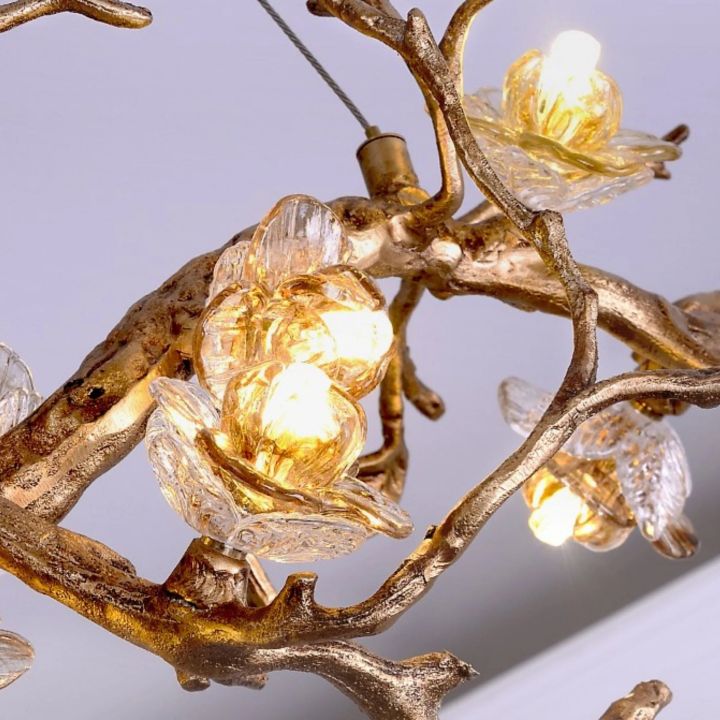 Luxury Crystal Flower Tree Branch Chandelier - Elegant Floral Ceiling Light Fixture for Dining Room, Bedroom, Living Room Decor