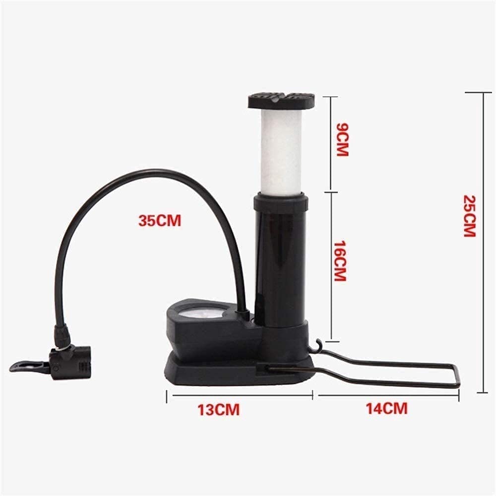 Portable Mini Bike Pump with Pressure Gauge - Compact Foot Air Pump for Bicycle, Motorcycle, Basketball, Football & Balloons - Ideal for Road Bikes, Mountain Bikes & Inflatable Sports Equipment (Red) - Perfect for Cycling Trips, Camping & Emergency Tire Inflation