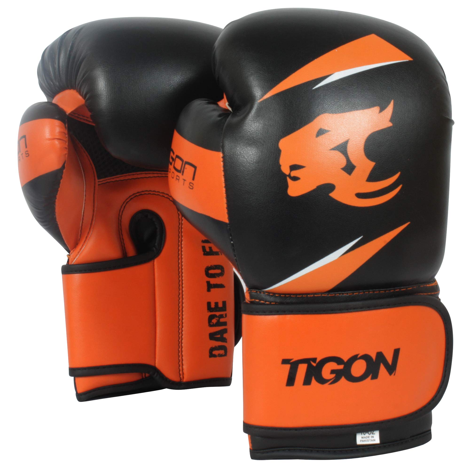 Tigon Professional Boxing Gloves for Punching Bag - Black Training Gloves for Boxing, MMA, Muay Thai & Fitness Workouts