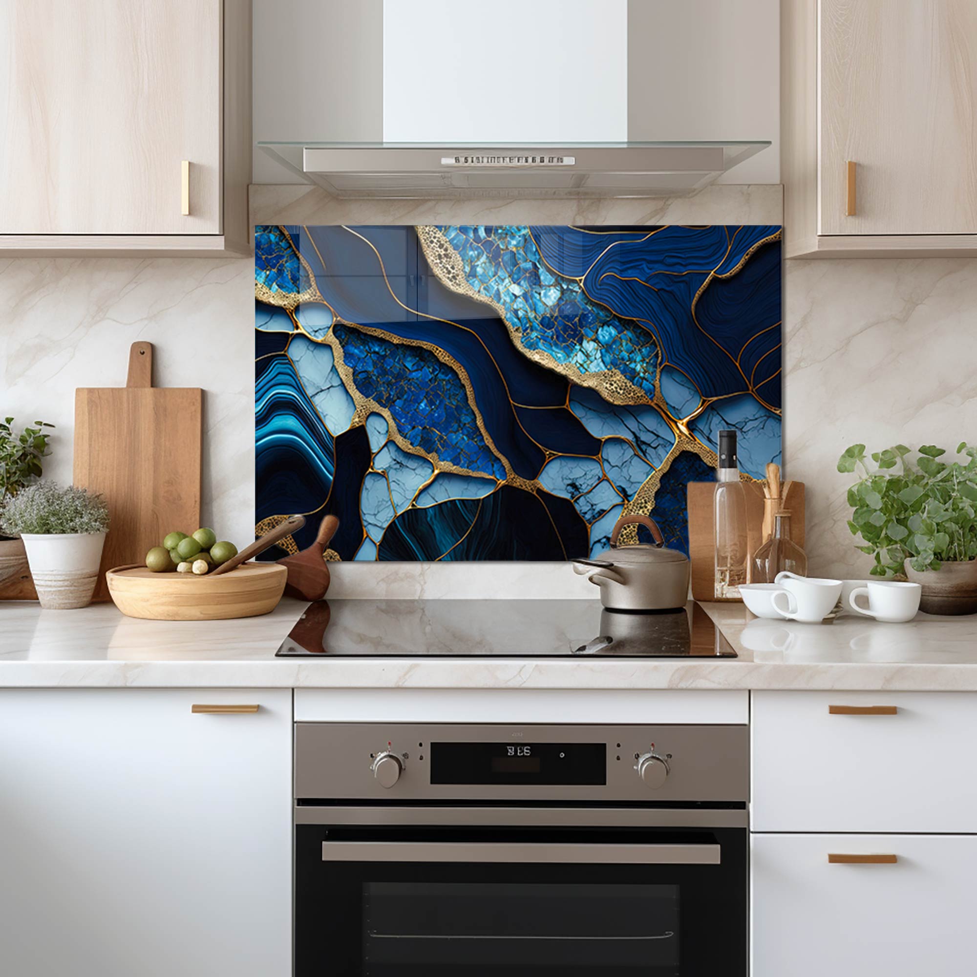 Veined Leaves Glass Splashback - Elegant Kitchen Backsplash for Modern Homes | Perfect for Stove & Countertop Protection