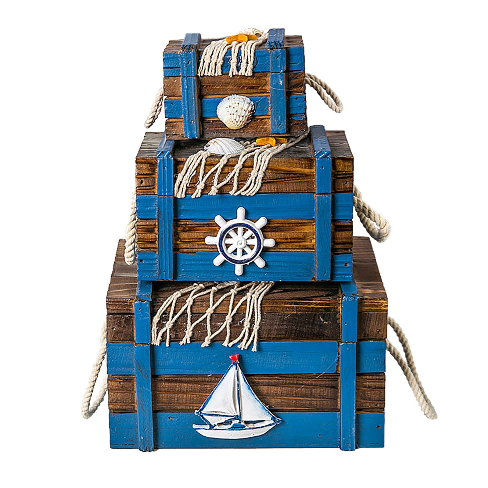 Plain Christmas Ornaments Storage Box - Mediterranean Style 3-in-1 Wooden Jewelry Organizer with Lid | Perfect for Holiday Decor, Jewelry Storage & Home Organization