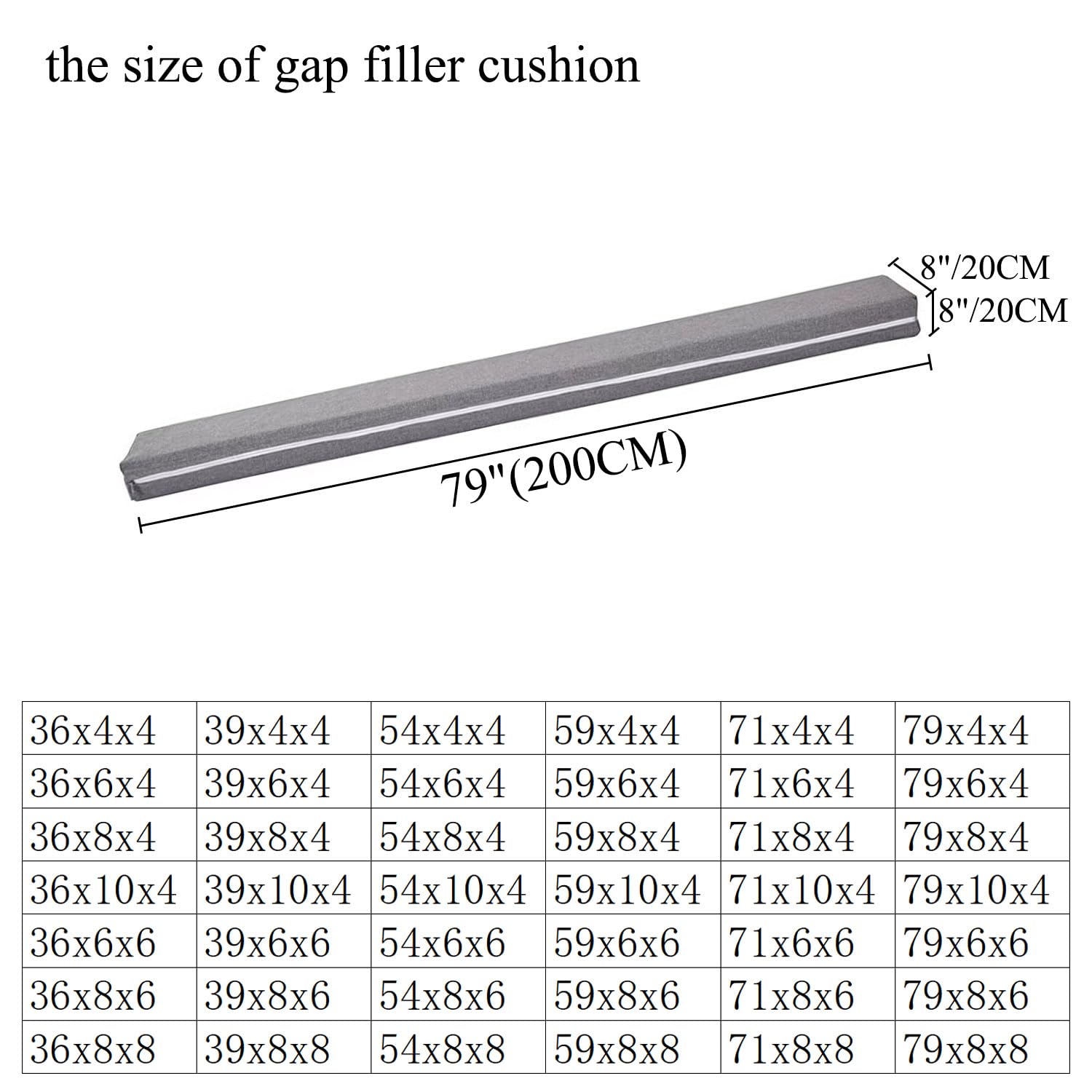 Premium SAMTY Bed Gap Filler Pillow - 79x8x8 Inch Headboard Space Filler, Sofa Crack Stopper & Mattress Gap Eliminator - Perfect for Bedroom, Guest Room & Dorm Comfort