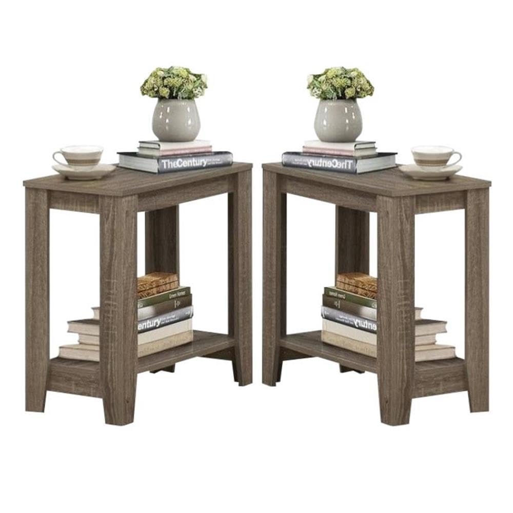 Dark Taupe Finish Home Square Accent Side Table Set of 2 - Perfect for Living Room, Bedroom or Office Decor