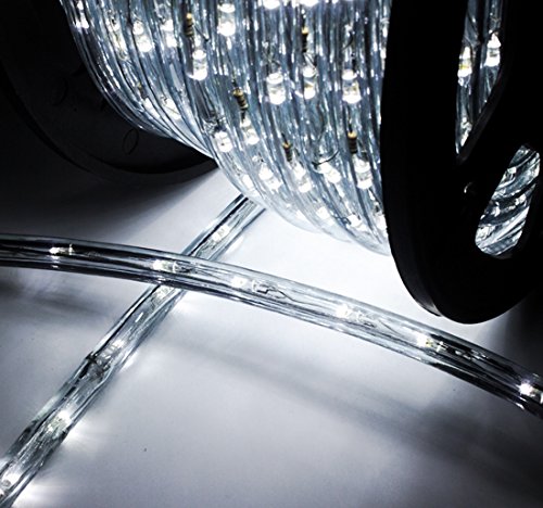 Leisurelife Waterproof LED Rope Lights Outdoor - Cold White 150FT (45M) 1620 LEDs for Patio, Garden, Pool & Holiday Decorations
