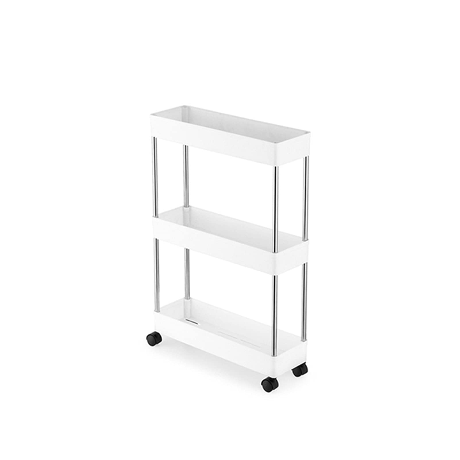 BAILR Heavy Duty Plastic Storage Shelf with Wheels - Adjustable Shelving Unit for Laundry Room, Bathroom, Kitchen, Garage & Pantry Organization - Space Saving Home Storage Solution