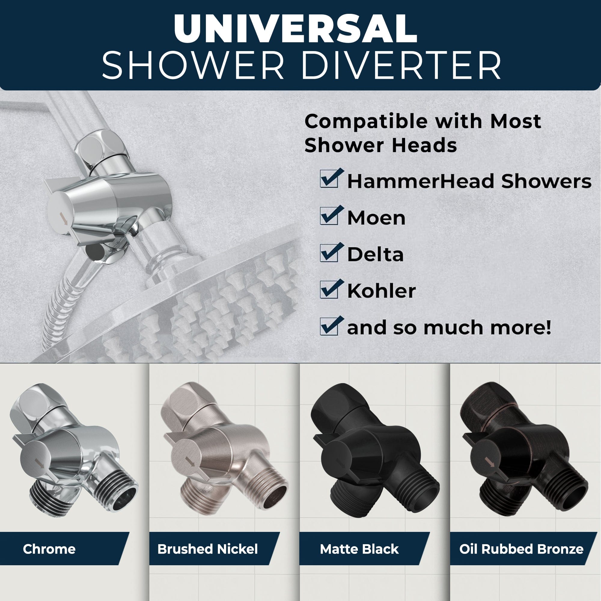Premium All-Metal 3-Way Shower Arm Diverter Valve for Dual Shower Heads - Perfect for Bathroom Renovation & Spa-Like Shower Experience