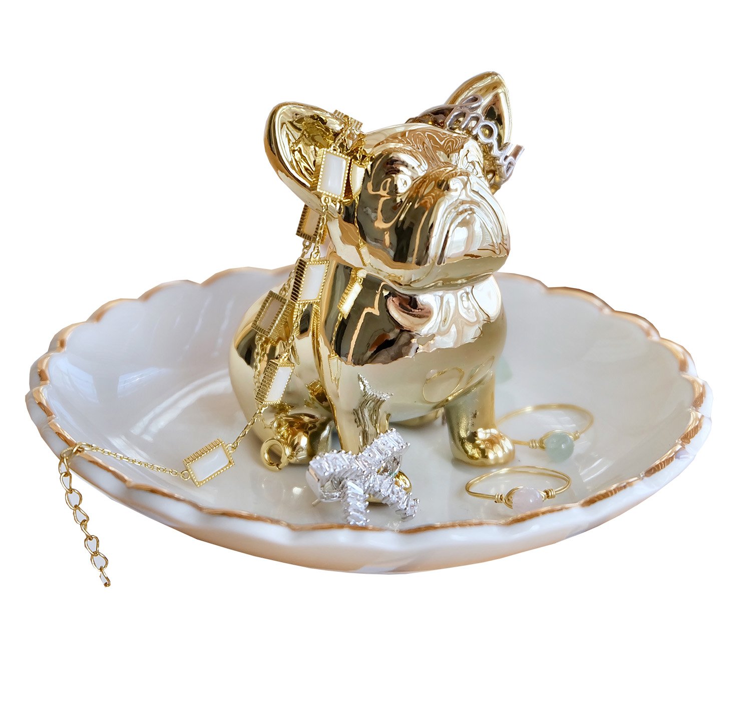 Bulldog Ring Holder Dish - Unique Gift for Women, Dog Moms & Bridesmaids - Perfect for Weddings, Christmas & Mother's Day