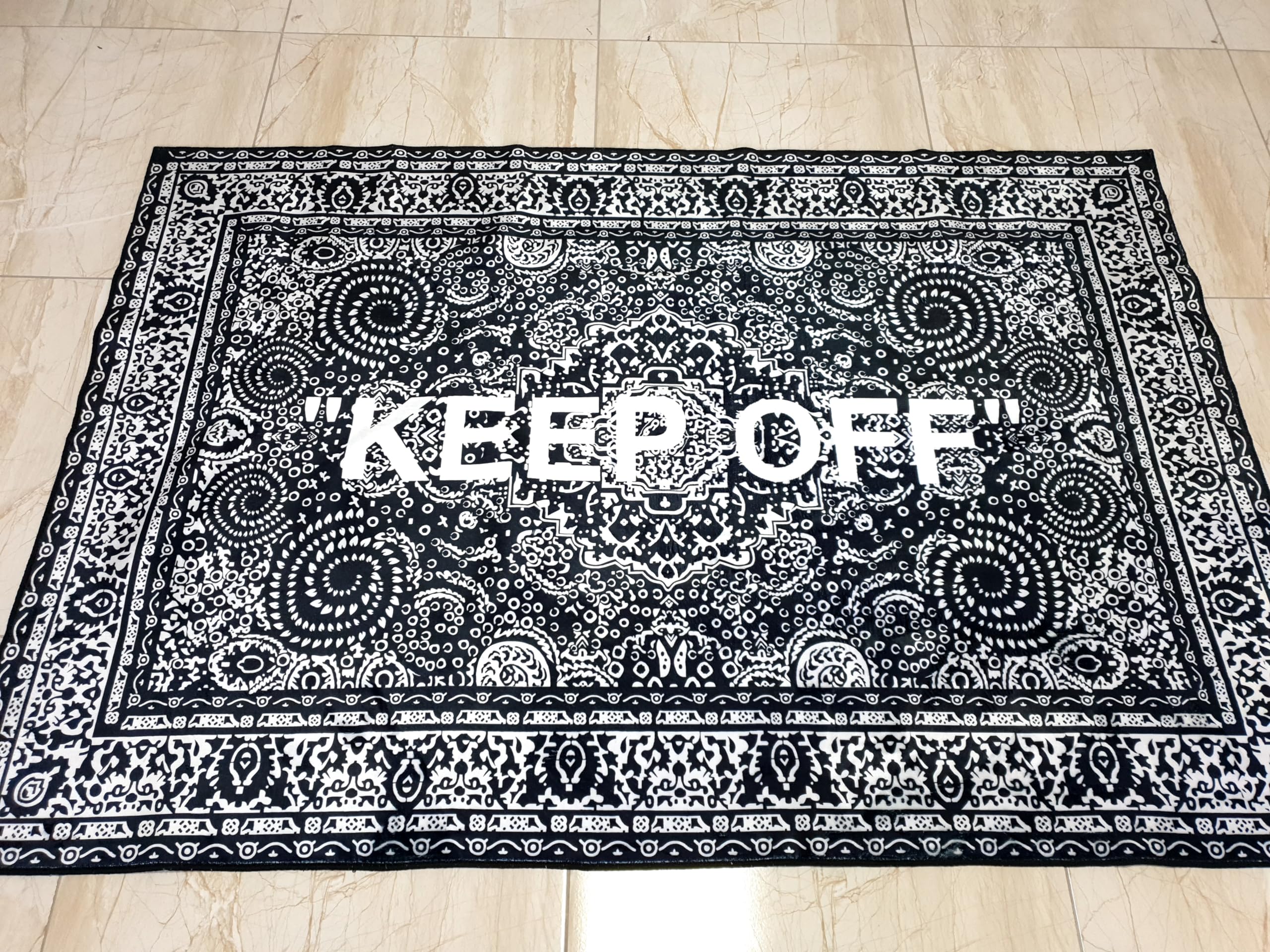Keep Off Rug - Non-Slip Modern Area Carpet for Living Room (31x47 inches/80x120cm) - Black Themed Home Decor Rug - Perfect for Sofa Protection & Floor Safety