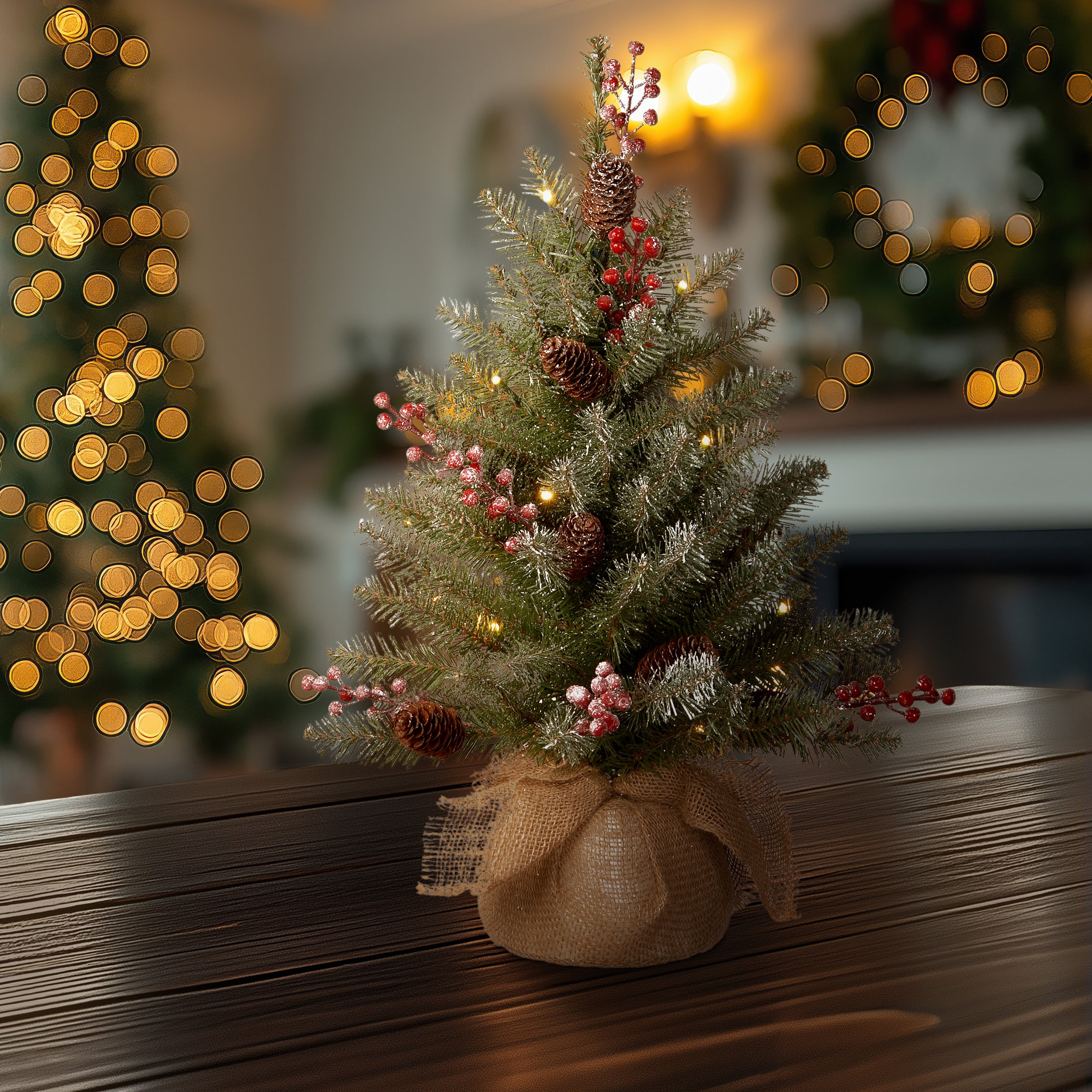 2 ft. Pre-Lit Dunhill Fir Artificial Christmas Tree with Warm White LED Lights - Perfect for Home, Office, and Holiday Decorations