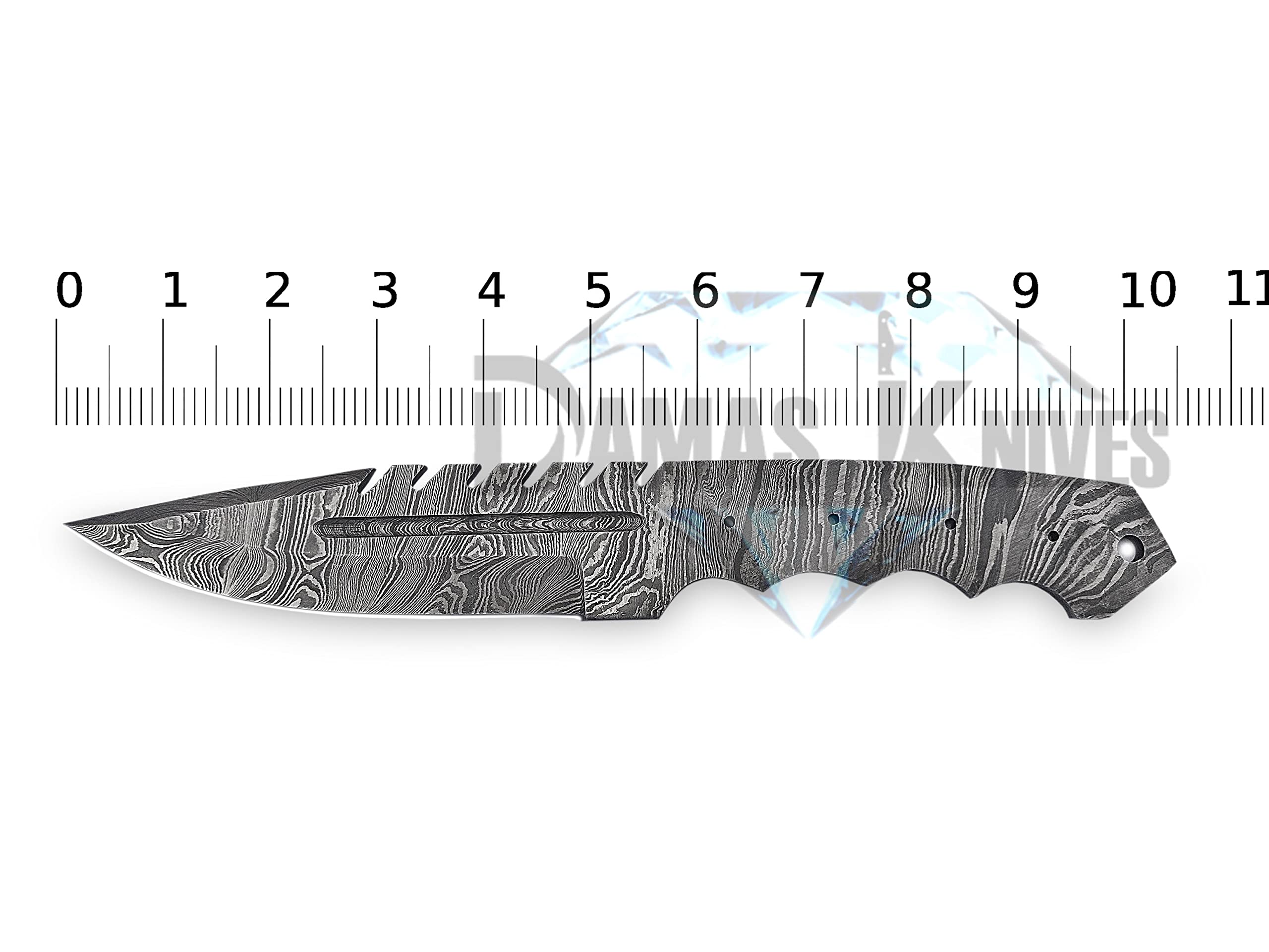 Premium Damascus Steel Blank Blade for Knife Making - Handcrafted Custom Knife Blades - Perfect for DIY Knife Projects, Bushcraft, and Outdoor Survival Tools