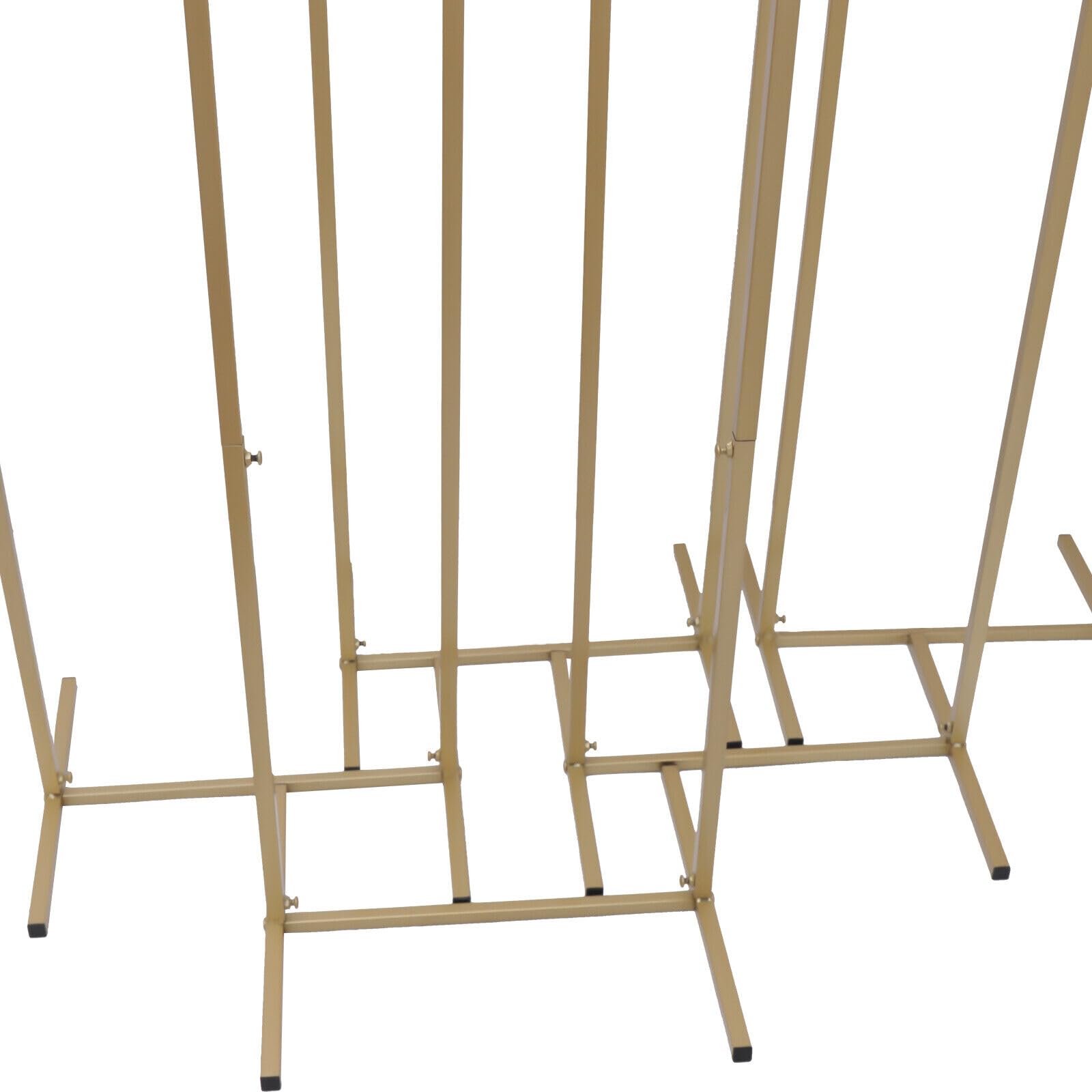 5-Piece Floral Metal Wedding Arch Kit - Gold Stainless Steel Polygonal Flower Stand for Garden, Balloon Decor, Birthday & Outdoor Events - Perfect for Backdrops, Wreaths & Plant Displays