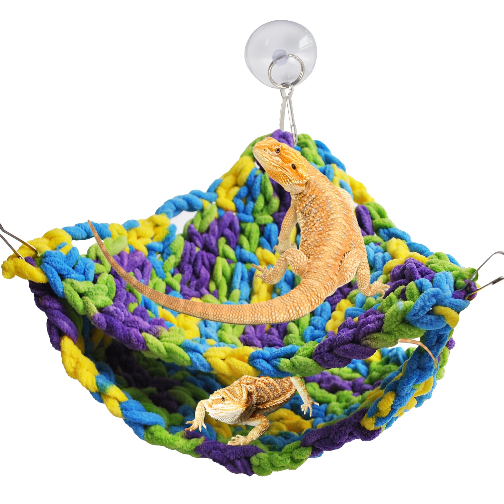 Premium Soft Bearded Dragon Hammock - Double-Layered Reptile Hanging Bed with 6 Suction Cups & Hooks - Ideal for Lizards, Leopard Geckos & Chameleons - Perfect for Climbing, Resting & Basking in Terrariums (Triangular Design)