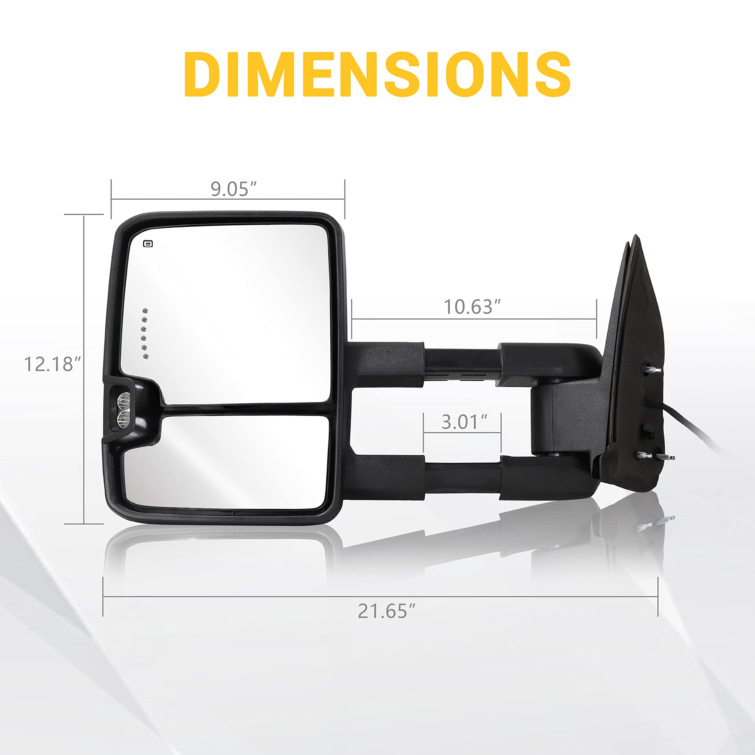 Chrome Towing Mirrors with Switchback Lights & Turn Signals - Compatible with 2003-2007 Chevy Silverado & GMC Sierra - Power Glass, Heated, Backup Lamp - Perfect for Towing, Night Driving & Enhanced Safety