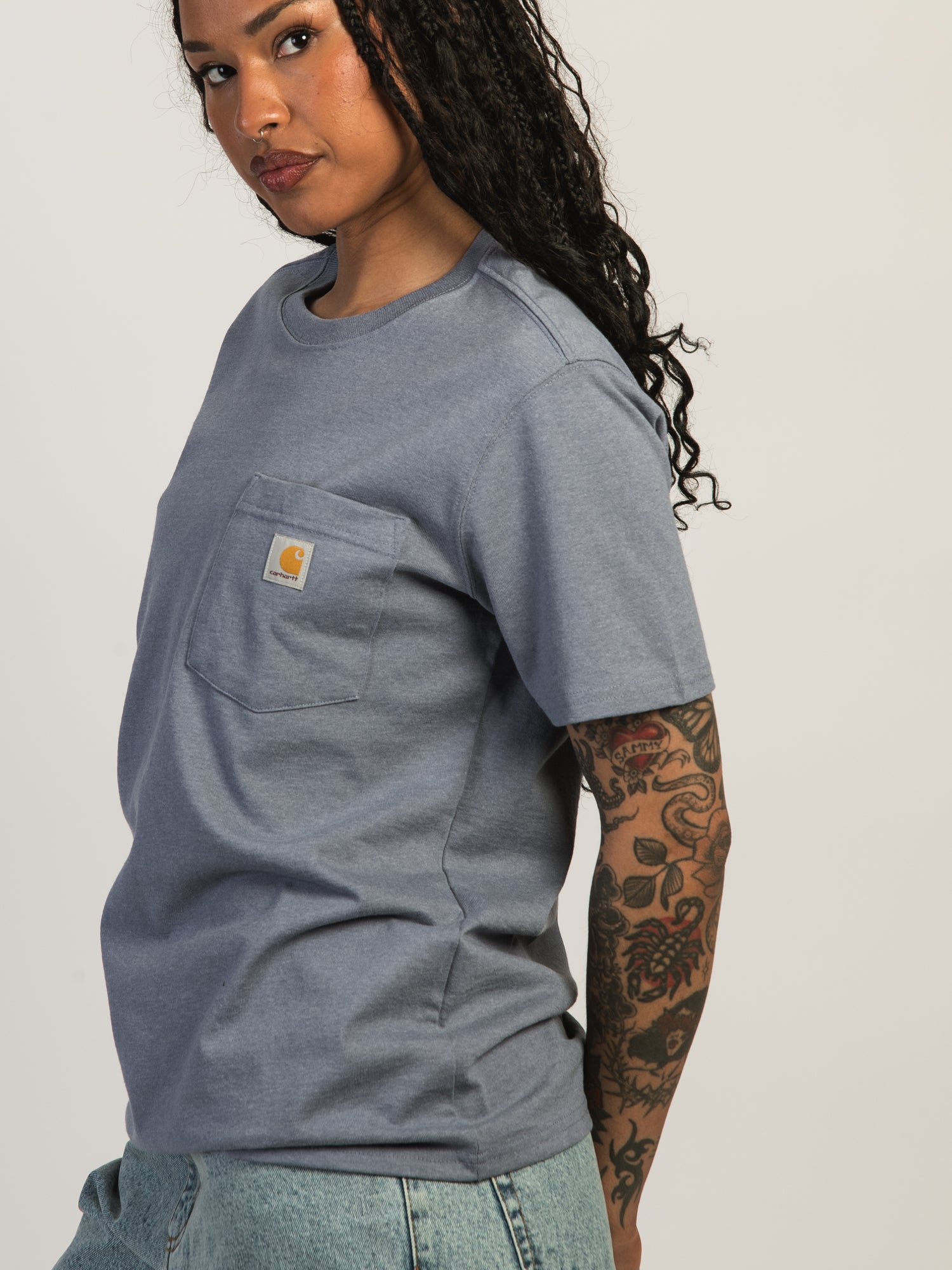 Carhartt Workwear Pocket T-Shirt for Men & Women - Wisteria Purple - Durable Cotton Tee for Work, Outdoor & Casual Wear