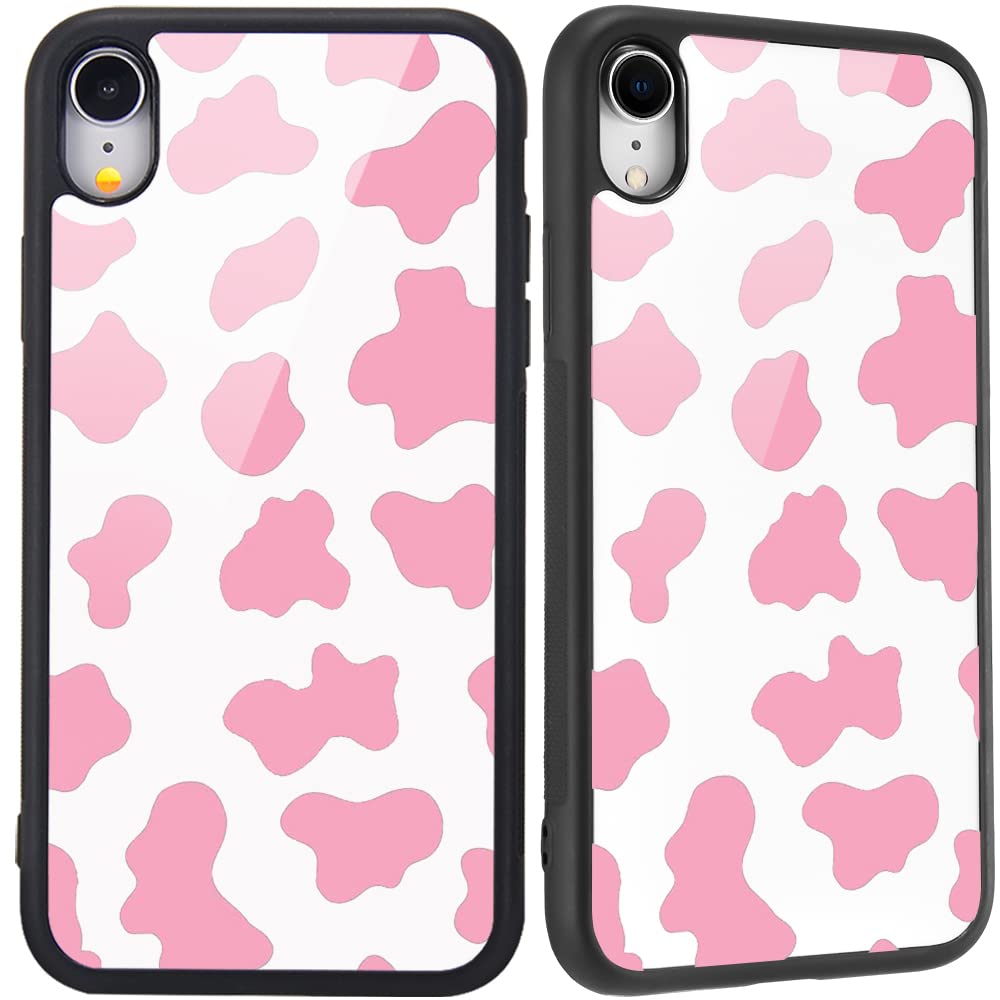 MAYCARI iPhone XR Case - Cute Pink Cow Pattern Design, Hard Back with Soft TPU Bumper Protective Phone Cover for Women & Girls | Perfect for Everyday Use, School, Work & Travel