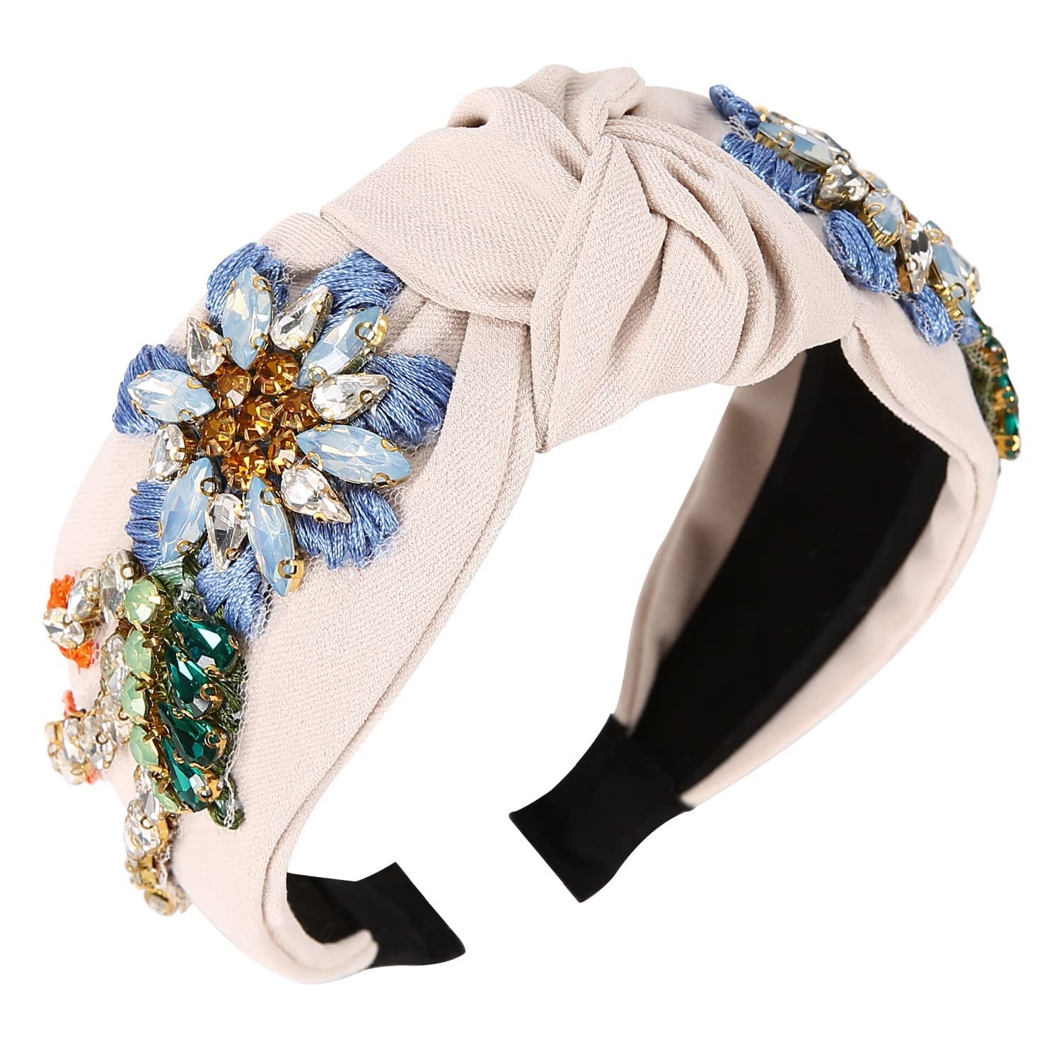 Elegant Women's Fashion Headbands - Faux Rhinestone Knotted Hairbands, Non-Slip Wide Turban Headwraps & Stylish Hair Hoops | Perfect for Weddings, Parties, Work & Everyday Wear