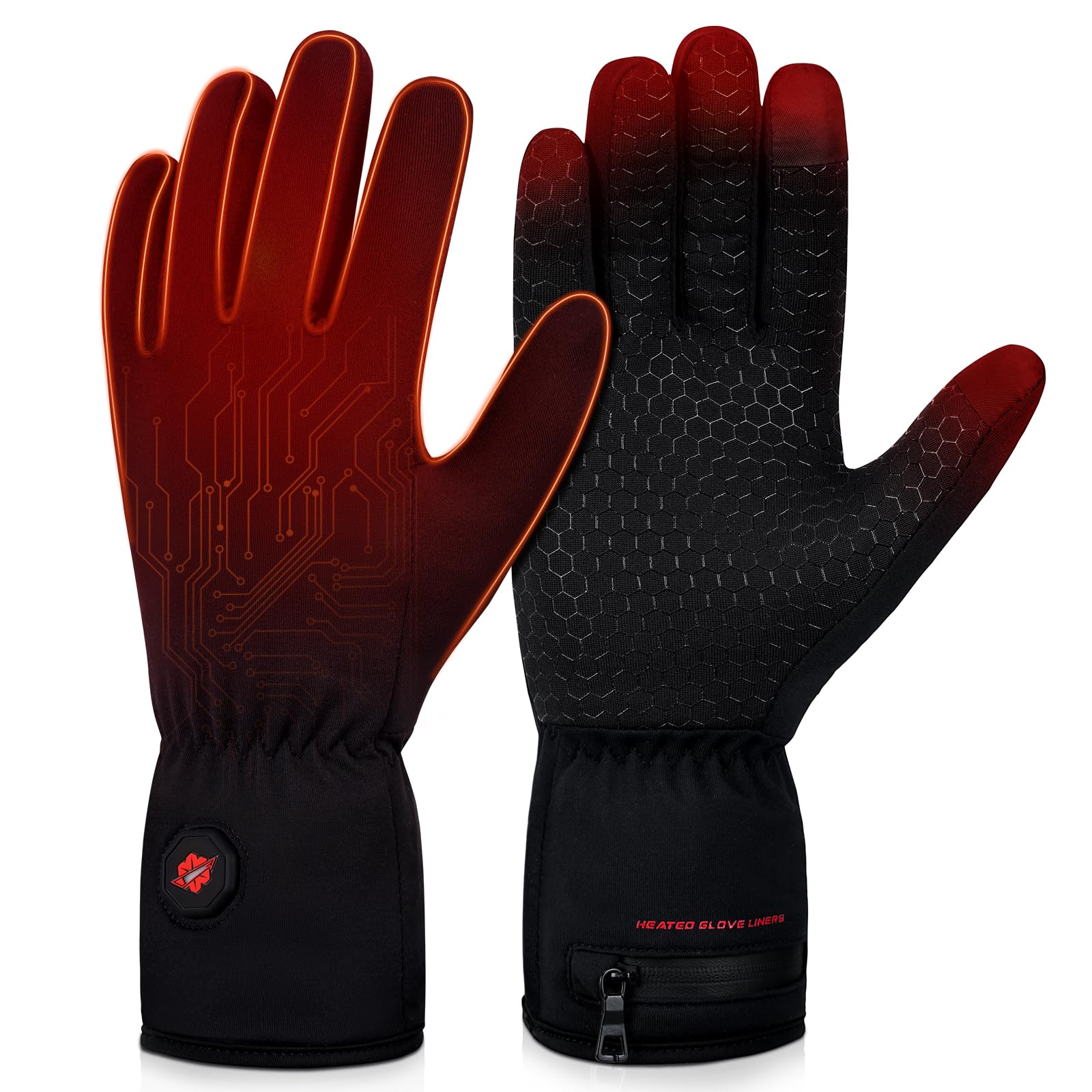 Dr.Warm Rechargeable Heated Glove Liners for Men & Women - Thin Touchscreen Work Gloves with Battery Hand Warmers for Winter Activities, Driving, Typing, Running & Outdoor Sports
