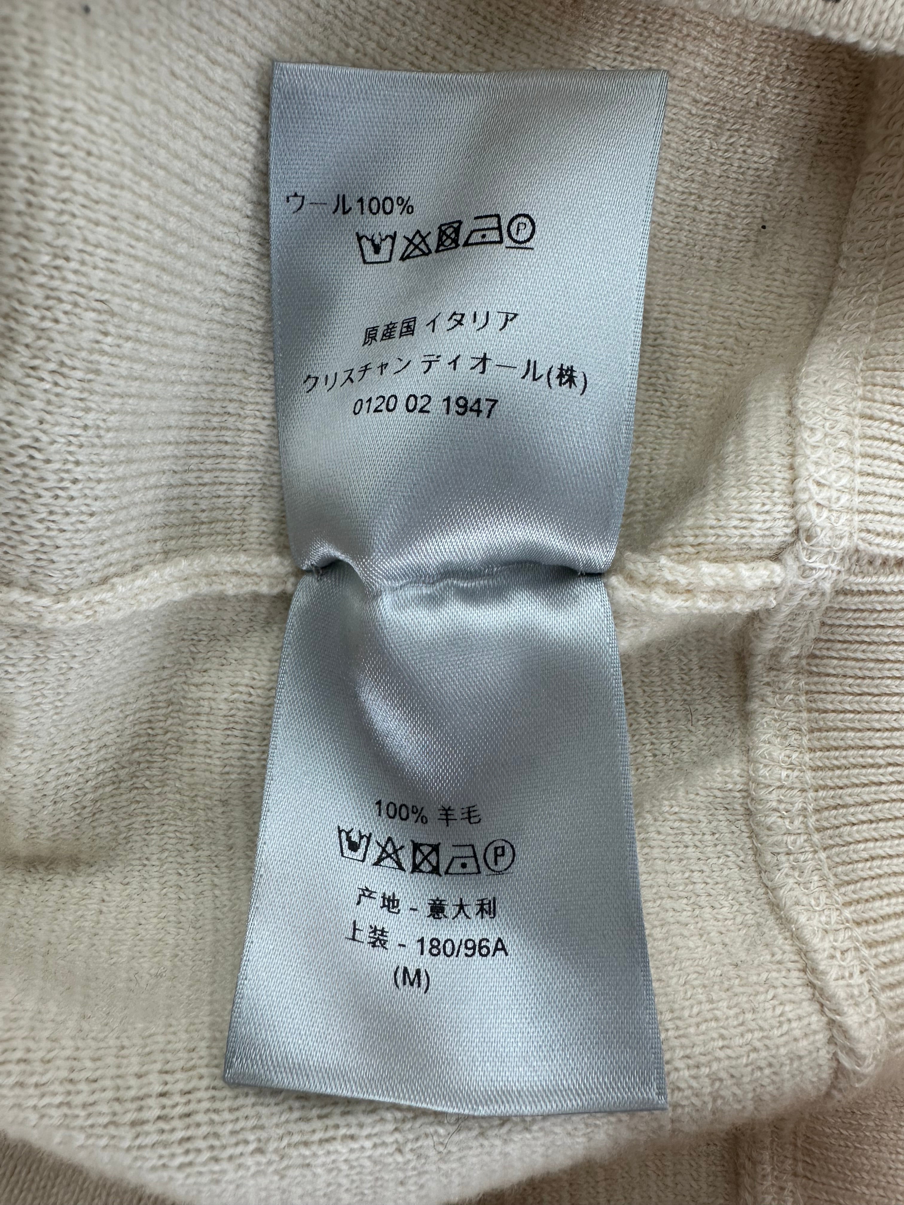 Dior Beige & Silver Reflective Oblique Wool Sweater for Women - Luxury Winter Pullover for Casual & Party Wear