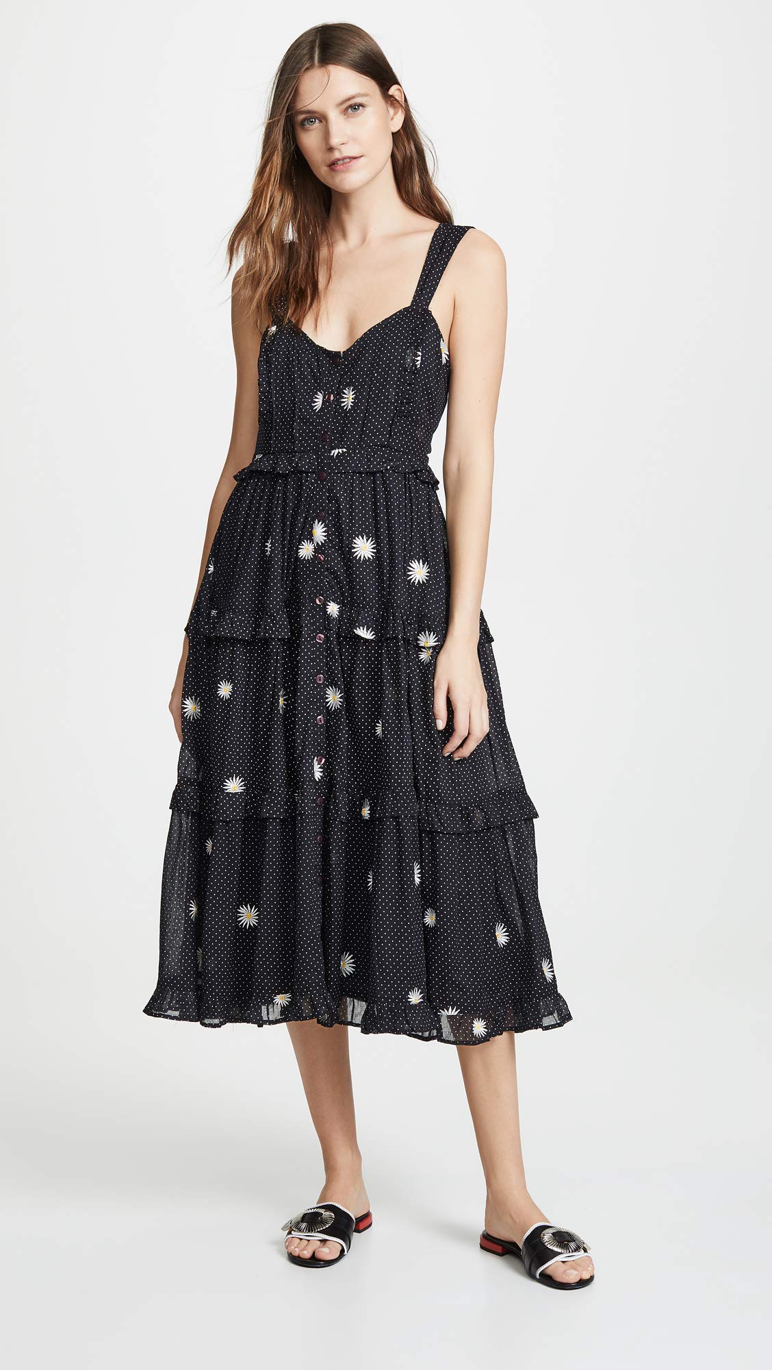 Free People Women's Daisy Chain Midi Dress - Floral Print Bohemian Summer Dress for Beach, Vacation & Casual Wear